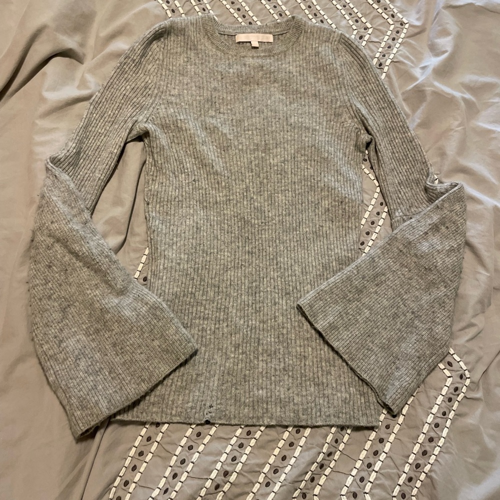 Grey bell sleeve cashmere sweater